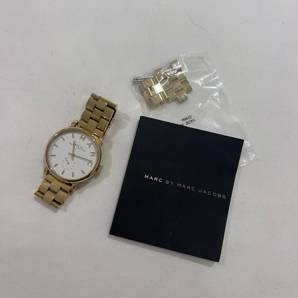 Marc by Marc Jacobs Baker Gold Tone White Dial Watch MBM3243 with Extra Links